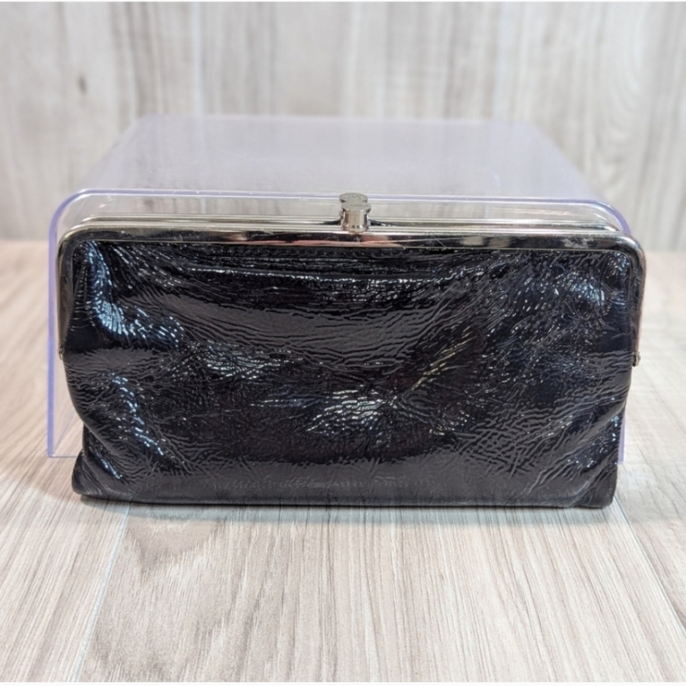 Women's HOBO "Lauren" Wallet Clutch Purse Black Patent Leather - Picture 7 of 13